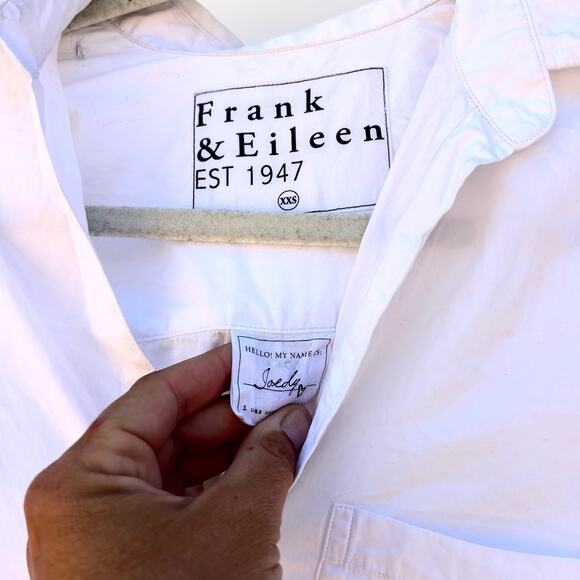 Frank & Eileen Joedy White Cotton Poplin Boyfriend Button Up Shirt Blouse XXS - Picture 4 of 8